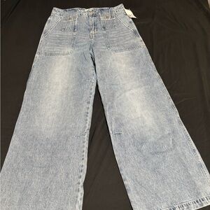 Forever 21 High Rise Wide Leg Blue Jeans